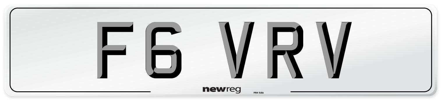 F6 VRV Number Plate from New Reg